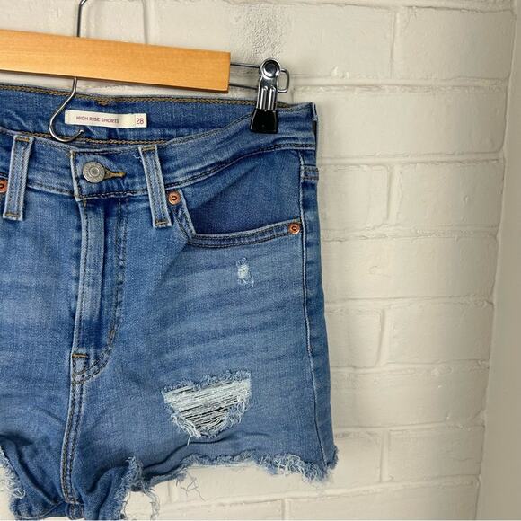 Levi’s Distressed High Rise Denim Shorts Size 28 - Picture 4 of 7